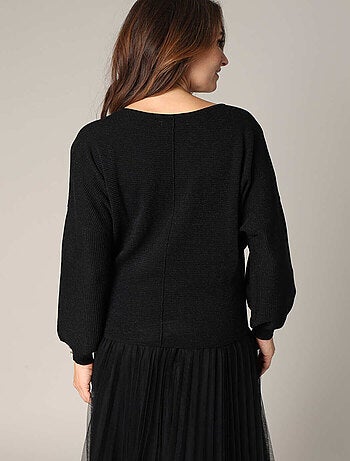 Pull col V féminin, coupe chemisier 'Deeluxe'