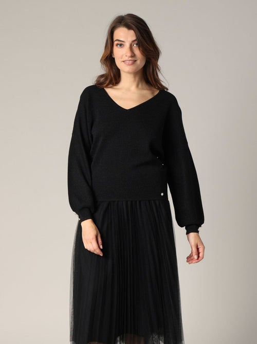 Pull col V féminin, coupe chemisier 'Deeluxe' - Kiabi