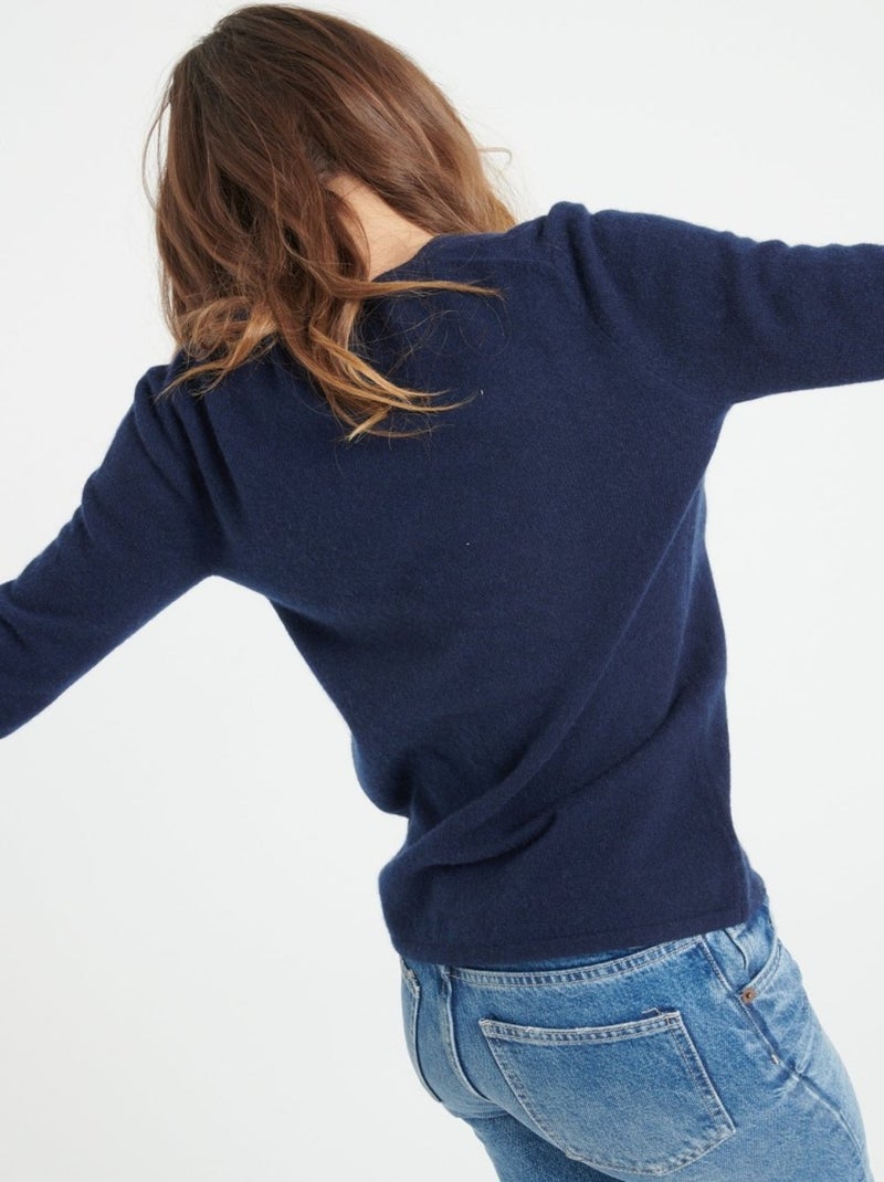 Pull col v femme 100% cachemire - lilly 2a Bleu marine - Kiabi