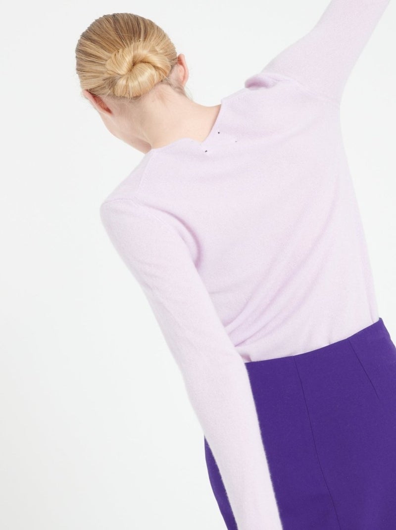 Pull col V femme 100% cachemire - LILLY 2A Mauve lilas - Kiabi