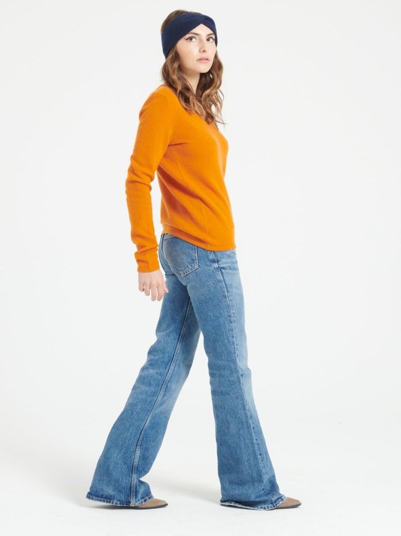 Pull col V femme 100% cachemire - LILLY 2A Orange - Kiabi