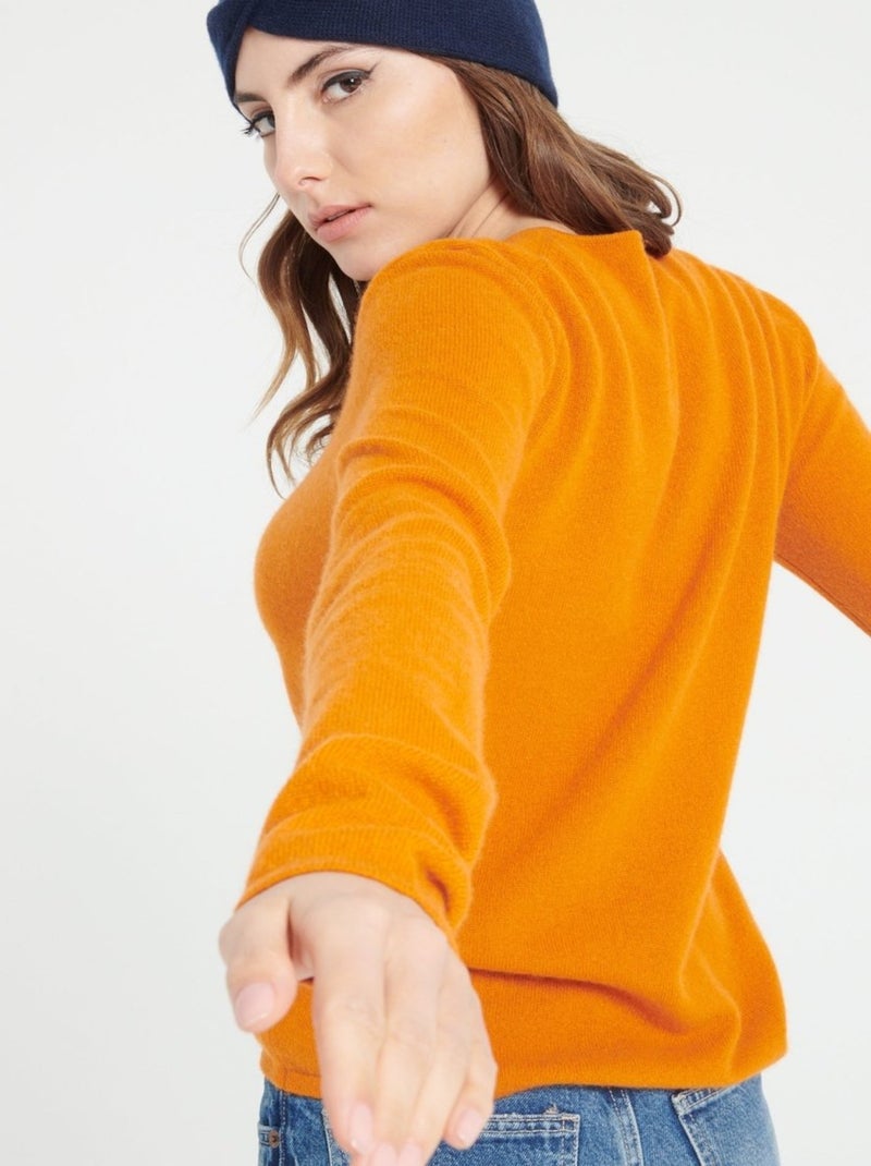 Pull col V femme 100% cachemire - LILLY 2A Orange - Kiabi
