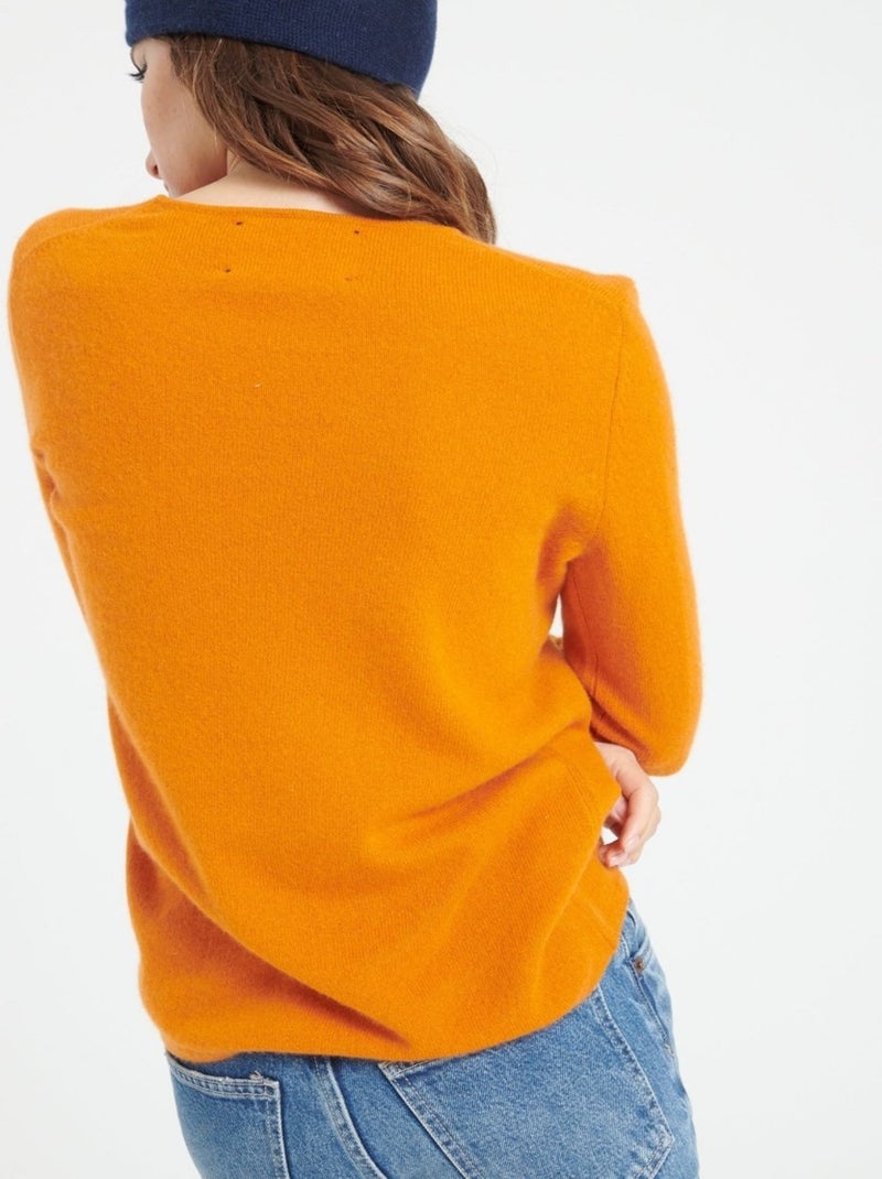 Pull col V femme 100% cachemire - LILLY 2A Orange - Kiabi