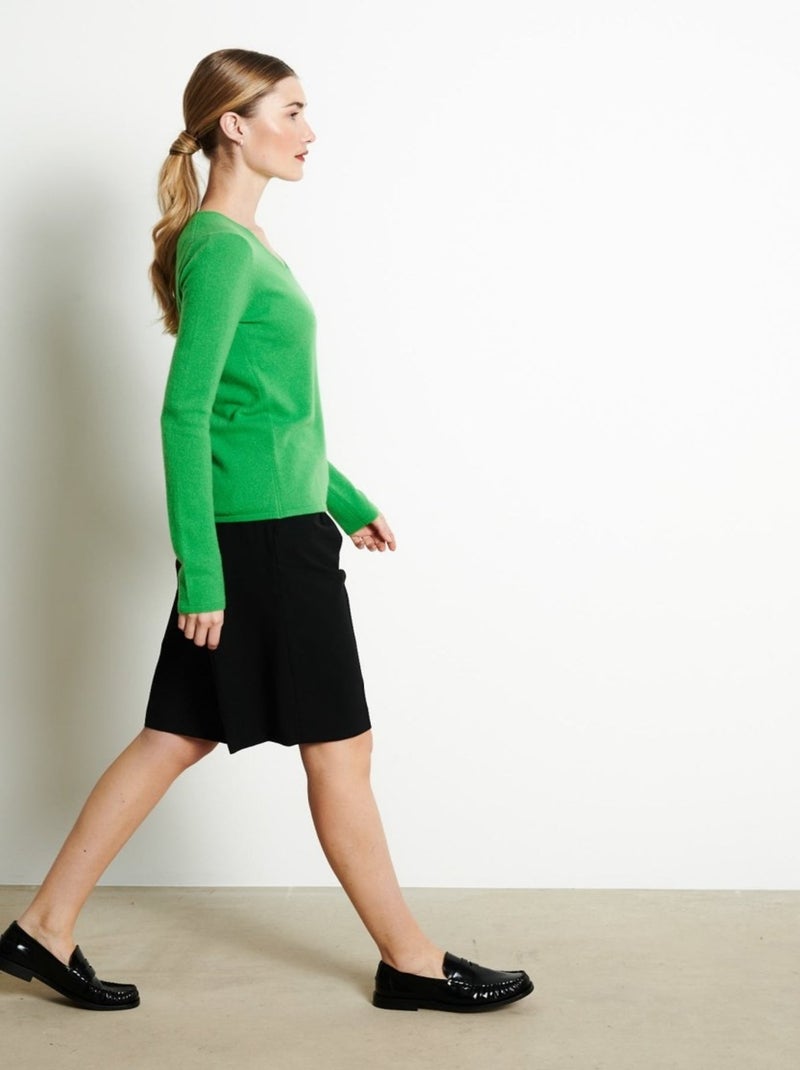 Pull col V femme 100% cachemire - LILLY 2B Vert - Kiabi