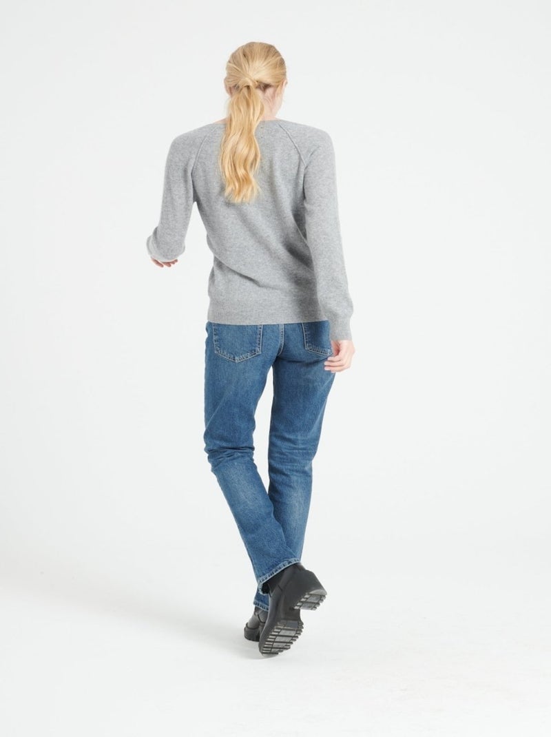 Pull col V femme 100% cachemire - LILLY 6 Gris clair - Kiabi