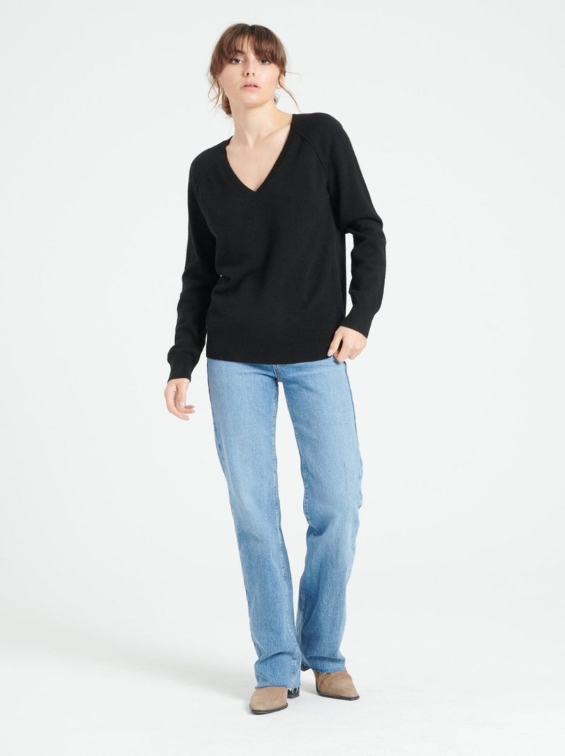 Pull col v femme 100% cachemire - lilly 6 Noir - Kiabi