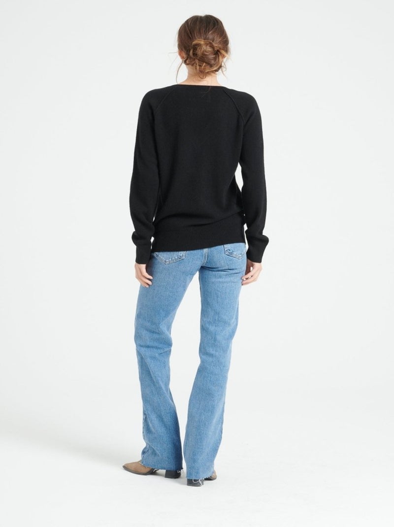 Pull col v femme 100% cachemire - lilly 6 Noir - Kiabi