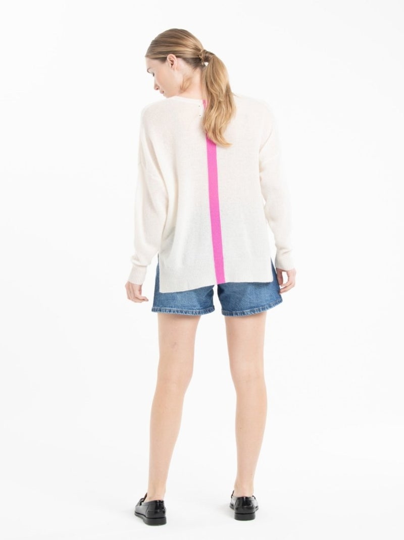 Pull col V femme 100% cachemire - NAMI 23 Blanc Ecru - Kiabi