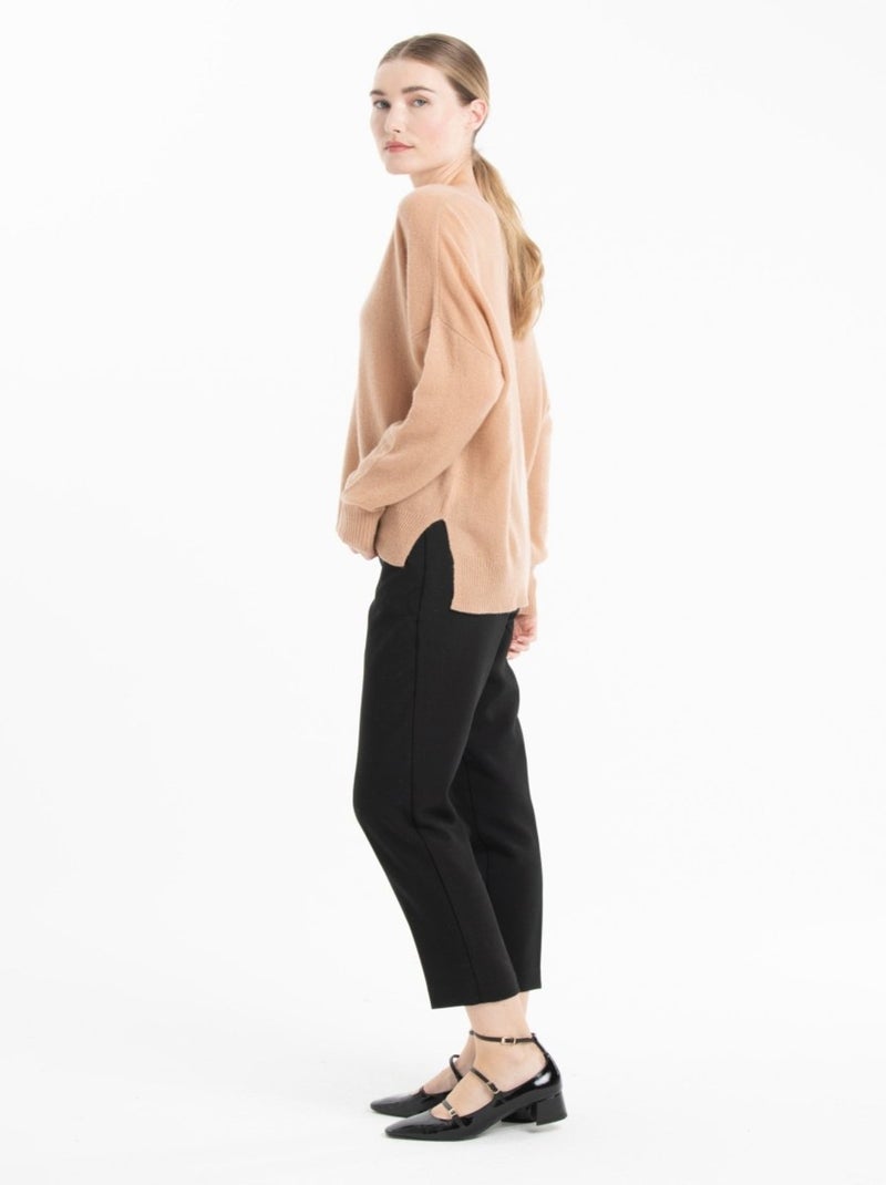Pull col V femme 100% cachemire - NAMI 23 Camel - Kiabi