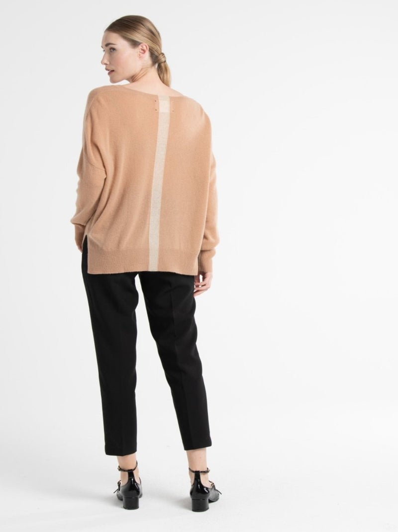 Pull col V femme 100% cachemire - NAMI 23 Camel - Kiabi