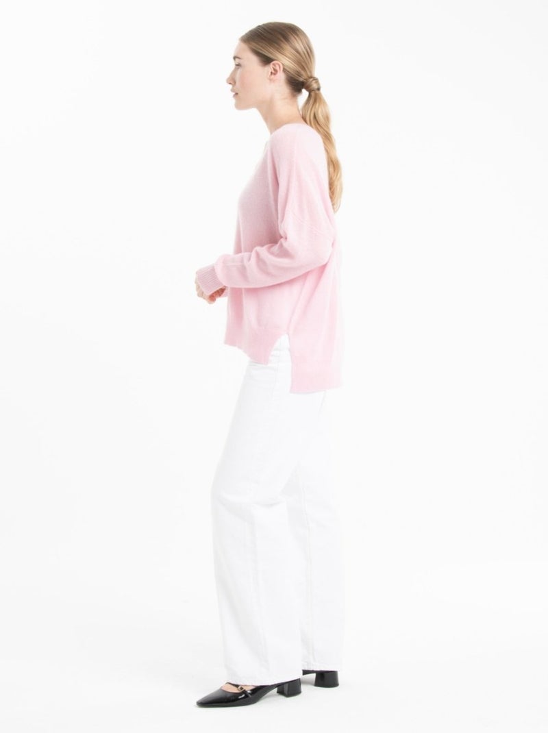 Pull col V femme 100% cachemire - NAMI 23 Rose - Kiabi