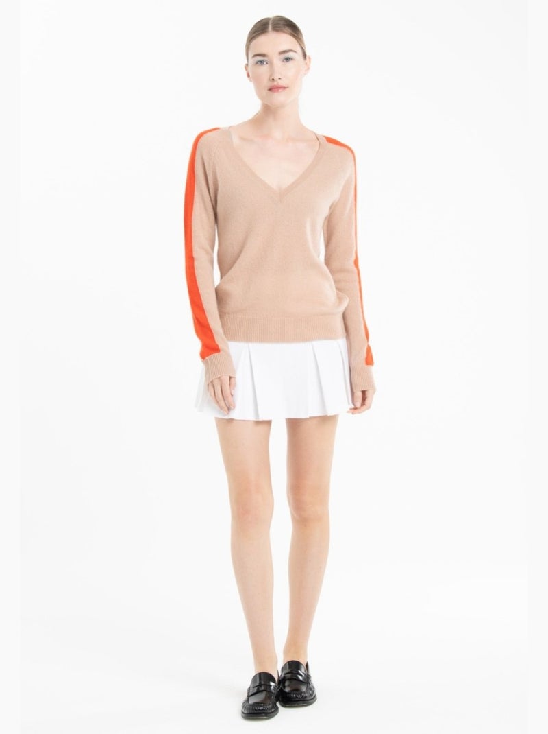 Pull col V femme 100% cachemire - RIA 1 Camel - Kiabi