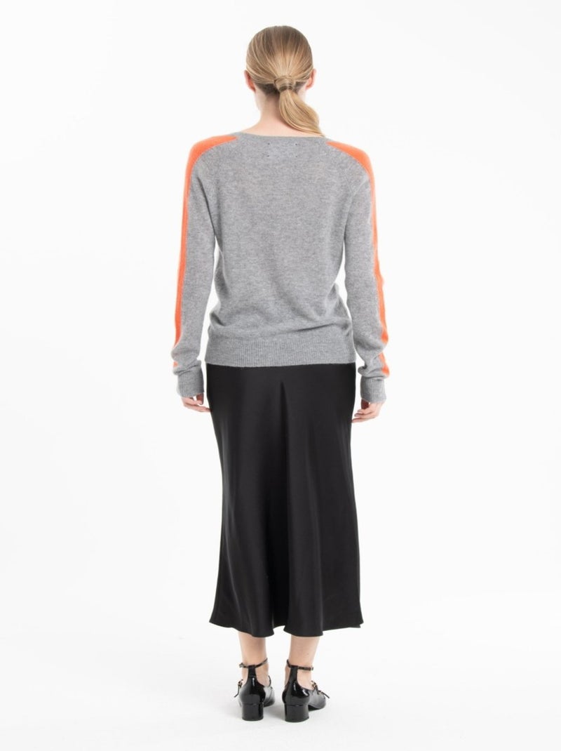 Pull col V femme 100% cachemire - RIA 1 Gris clair - Kiabi