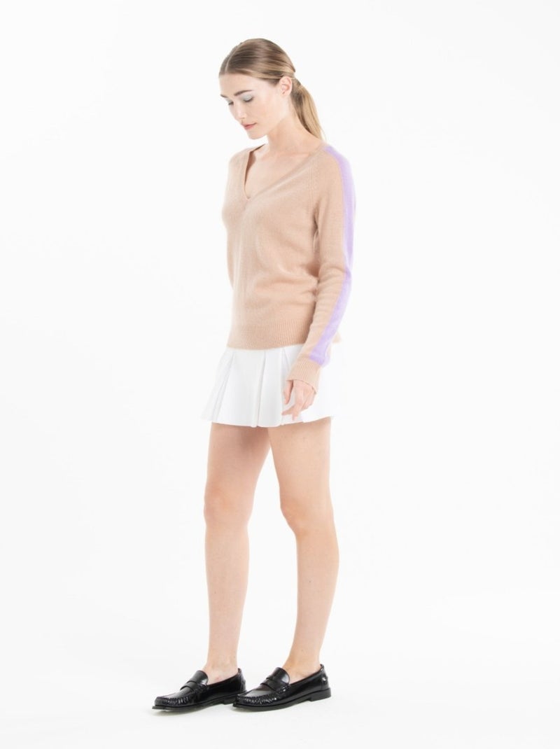 Pull col V femme 100% cachemire - RIA 1 Marron - Kiabi