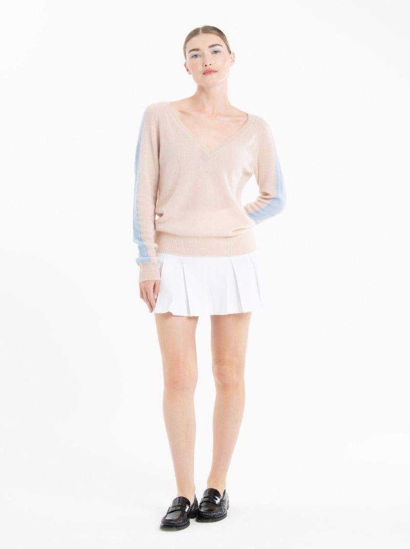 Pull col V femme 100% cachemire - RIA 1 Nude - Kiabi