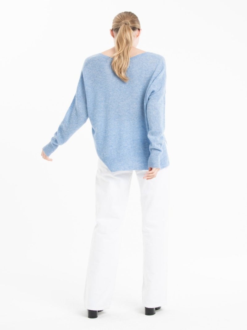 Pull col v femme 100% cachemire - ria 3 Bleu ciel - Kiabi