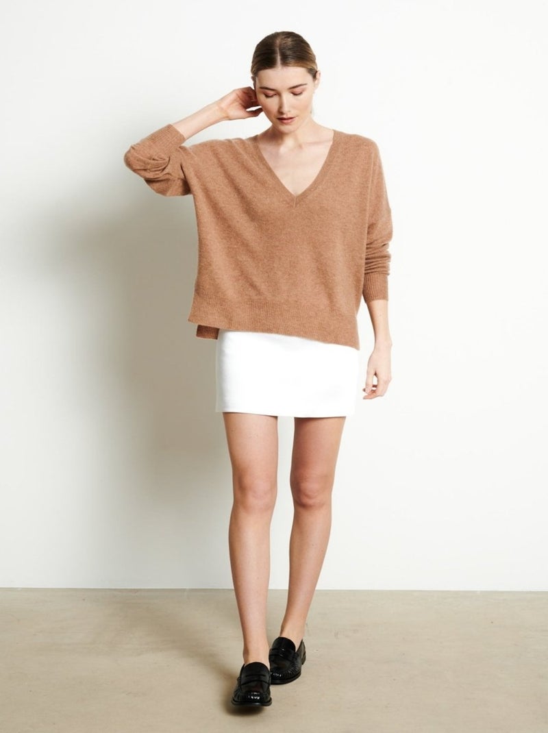 Pull col v femme 100% cachemire - ria 3 Camel - Kiabi
