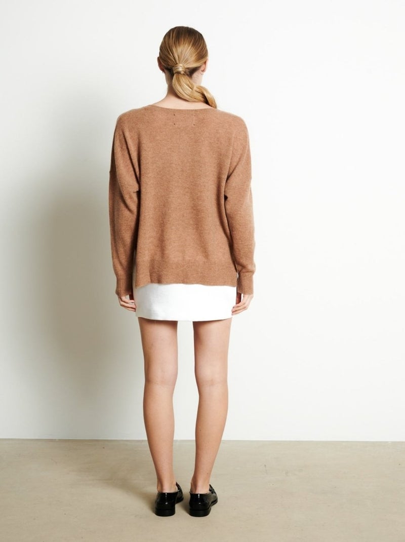 Pull col v femme 100% cachemire - ria 3 Camel - Kiabi