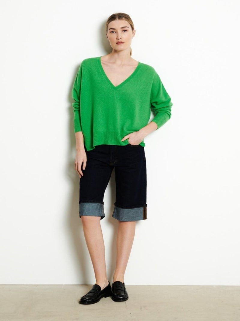 Pull col V femme 100% cachemire - RIA 3 Vert - Kiabi