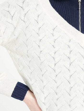 Pull col V femme 100% cachemire ajouré - LILLY 27