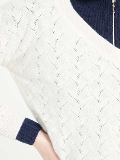 Pull col V femme 100% cachemire ajouré - LILLY 27 - Kiabi