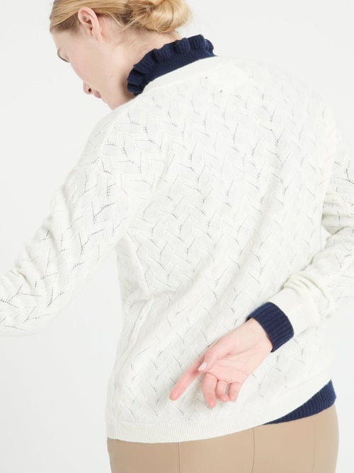 Pull col V femme 100% cachemire ajouré - LILLY 27 - Kiabi