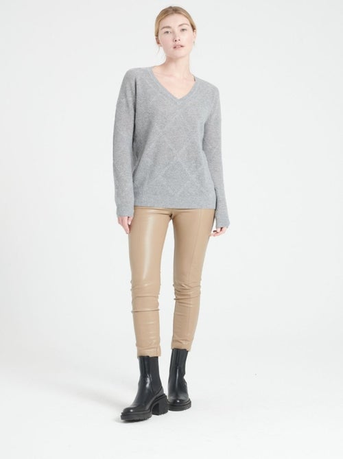Pull col V femme 100% cachemire ajouré - LILLY 31 - Kiabi