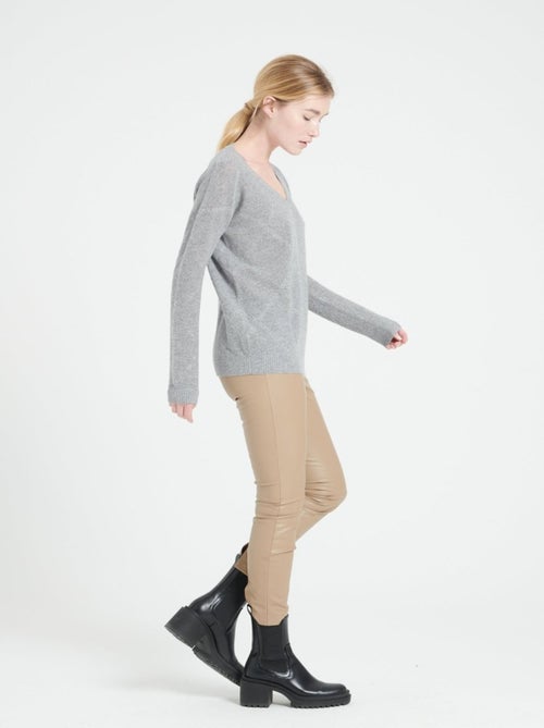 Pull col V femme 100% cachemire ajouré - LILLY 31 - Kiabi