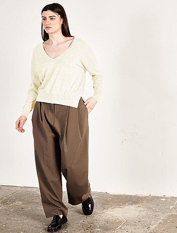 Pull col V femme 100% cachemire & laine ultrafin - KELLY 10