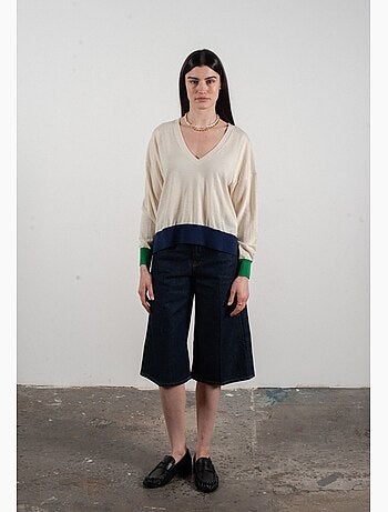 Pull col V femme 100% cachemire & laine ultrafin - KELLY 10