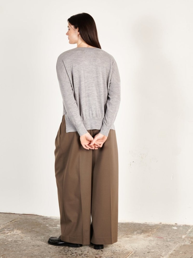 Pull col V femme 100% cachemire & laine ultrafin - KELLY 10 Gris - Kiabi