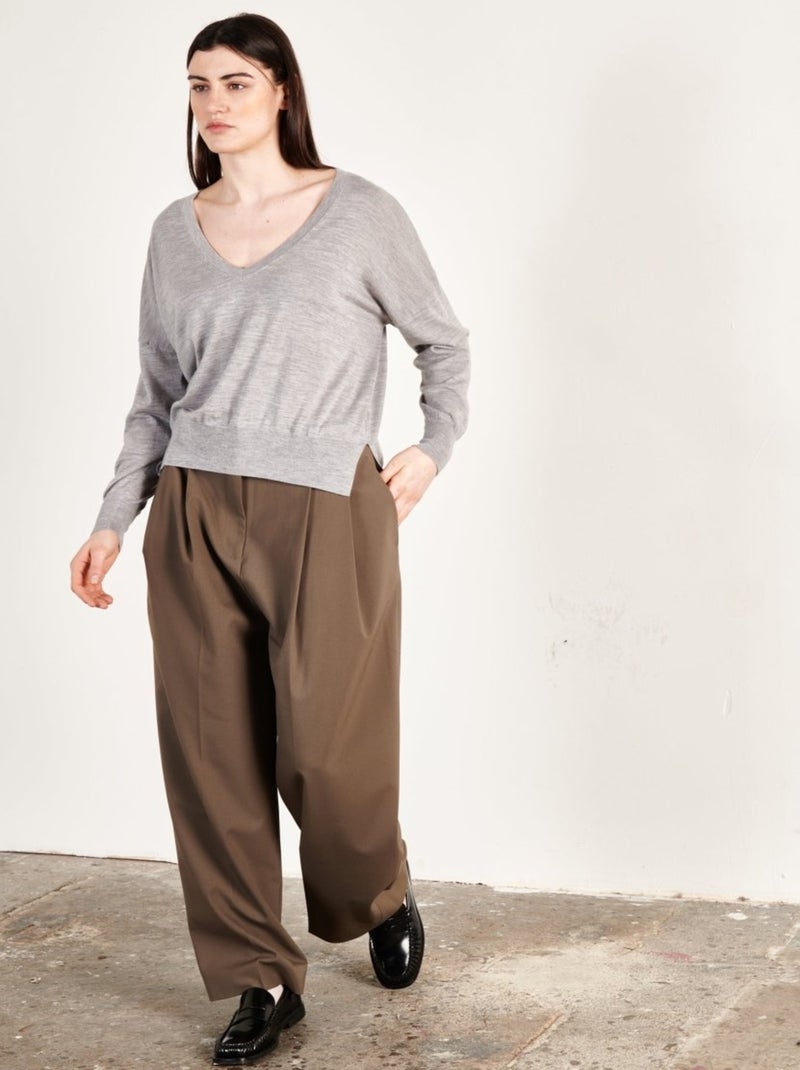 Pull col V femme 100% cachemire & laine ultrafin - KELLY 10 Gris - Kiabi