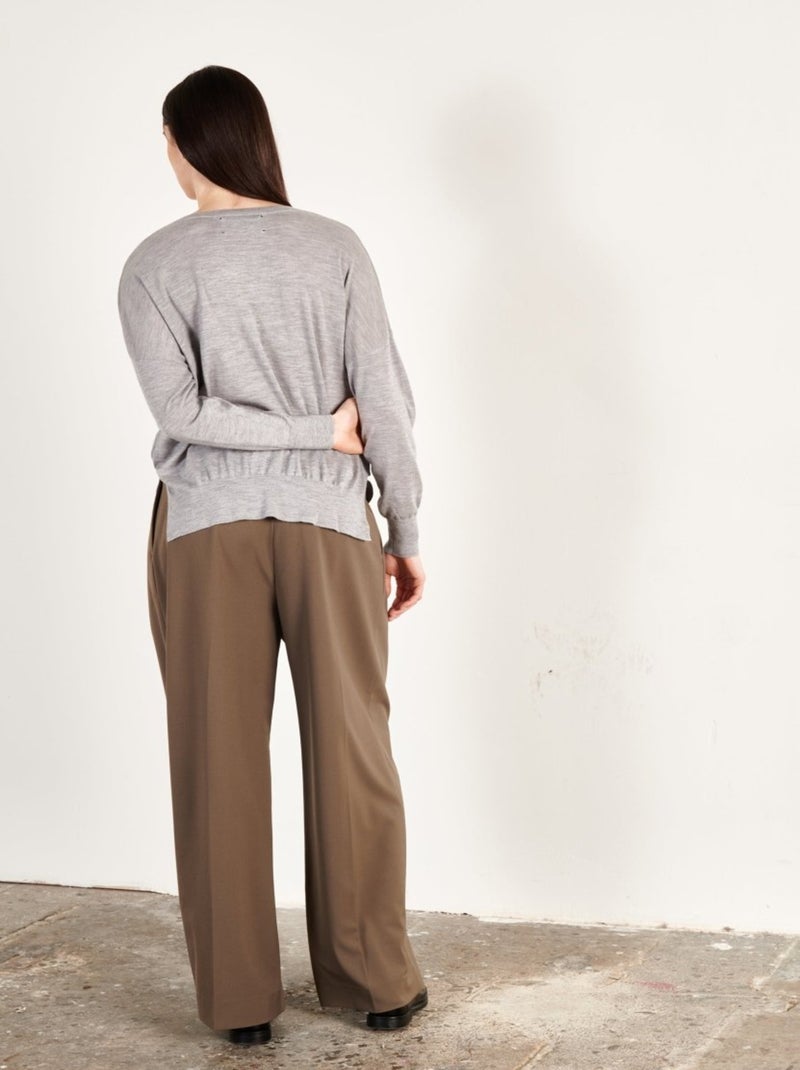 Pull col V femme 100% cachemire & laine ultrafin - KELLY 10 Gris - Kiabi