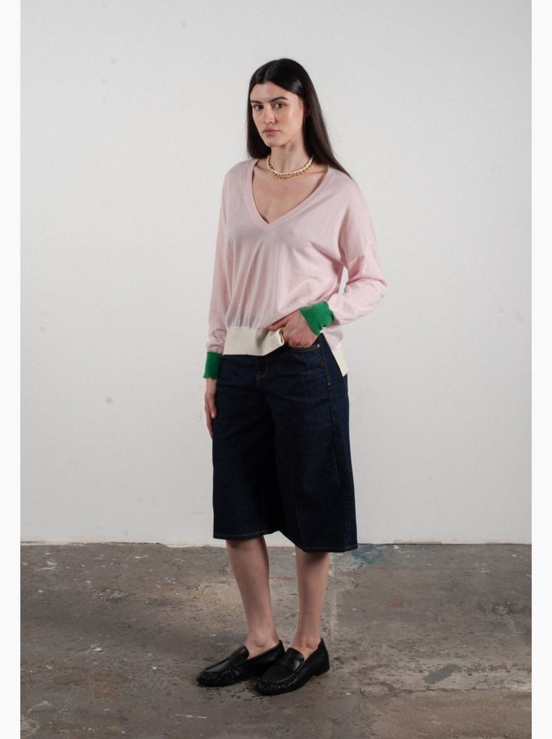 Pull col V femme 100% cachemire & laine ultrafin - KELLY 10 Lavande - Kiabi