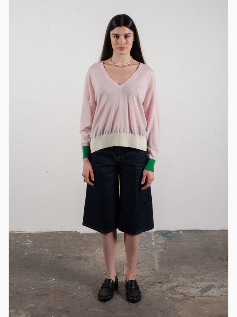 Pull col V femme 100% cachemire & laine ultrafin - KELLY 10 Lavande - Kiabi