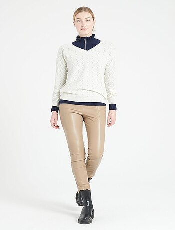 Pull col V femme en cachemire ajouré - LILLY 27