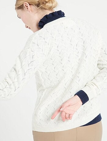 Pull col V femme en cachemire ajouré - LILLY 27
