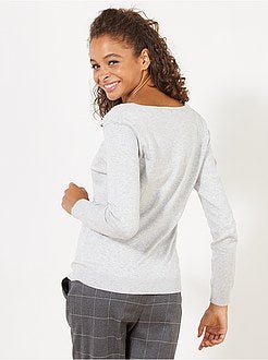 Pull col V fine maille - Kiabi