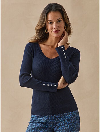Pull col v finitions écailles - daxon