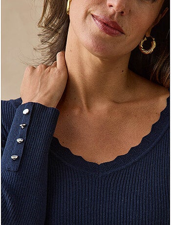 Pull col v finitions écailles - daxon