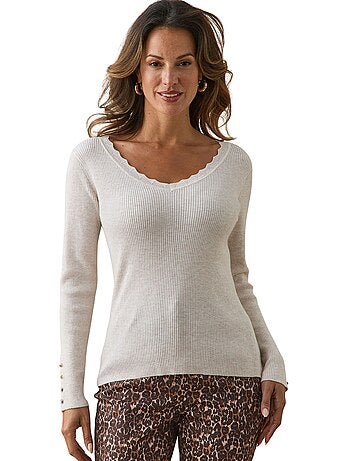 Pull col v finitions écailles - daxon