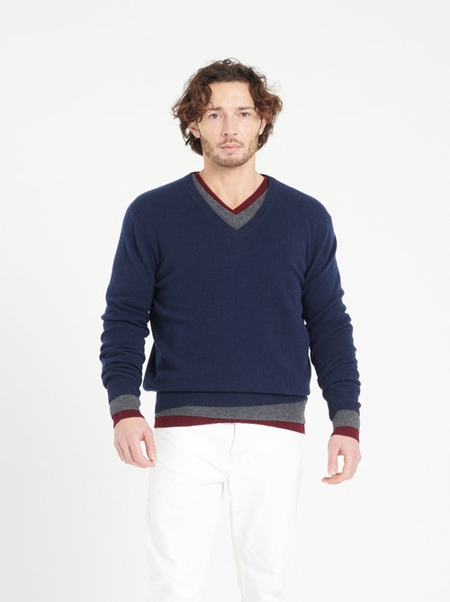 Pull col v homme 100% cachemire - luke 1 - Kiabi