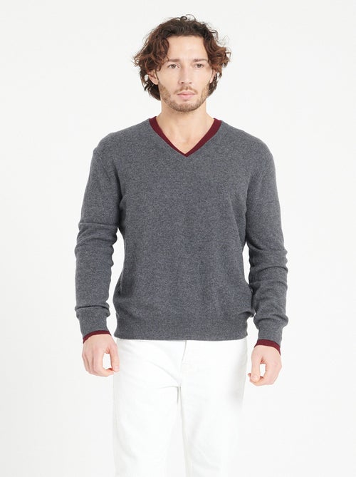 Pull col V homme 100% cachemire - LUKE 1 - Kiabi