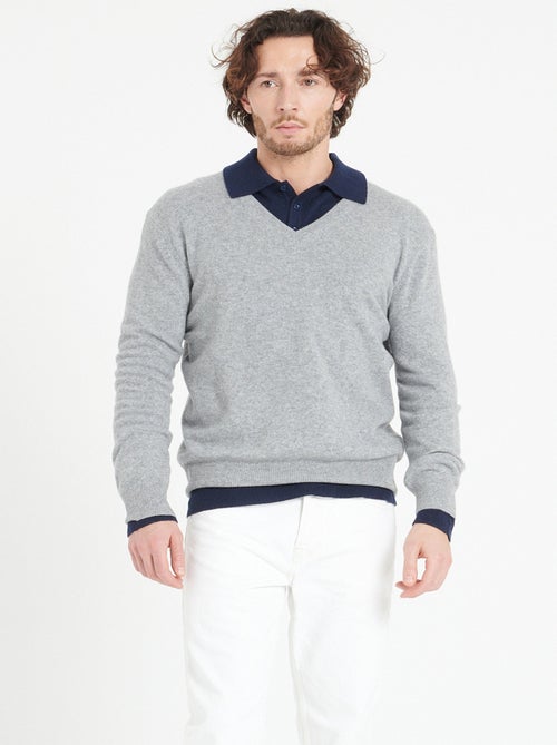 Pull col V homme 100% cachemire - LUKE 1 - Kiabi