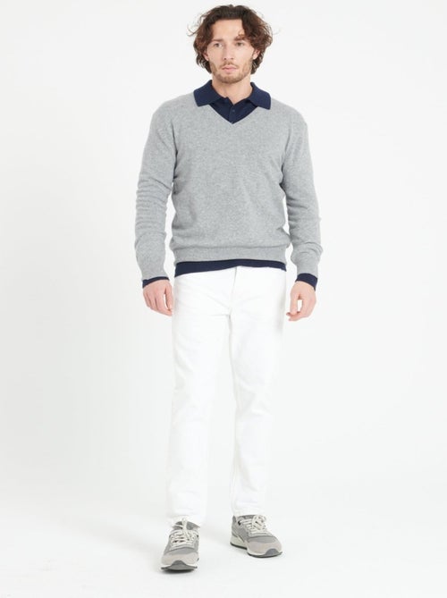 Pull col V homme 100% cachemire - LUKE 1 - Kiabi