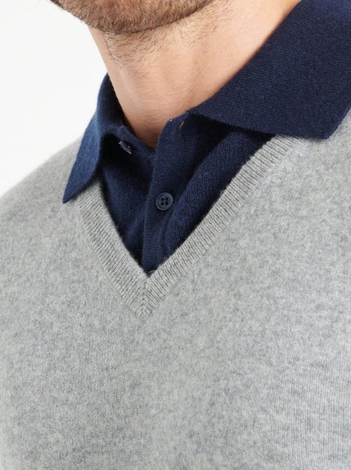 Pull col V homme 100% cachemire - LUKE 1 - Kiabi