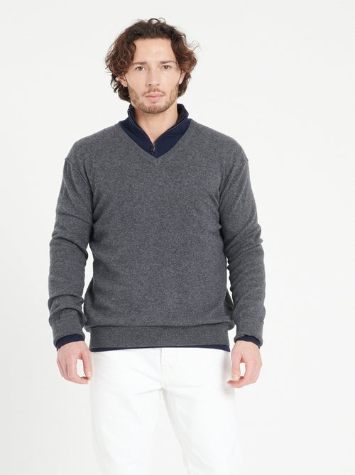 Pull col V homme 100% cachemire - LUKE 11 - Kiabi