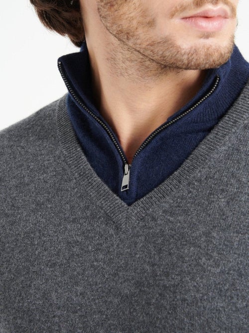 Pull col V homme 100% cachemire - LUKE 11 - Kiabi