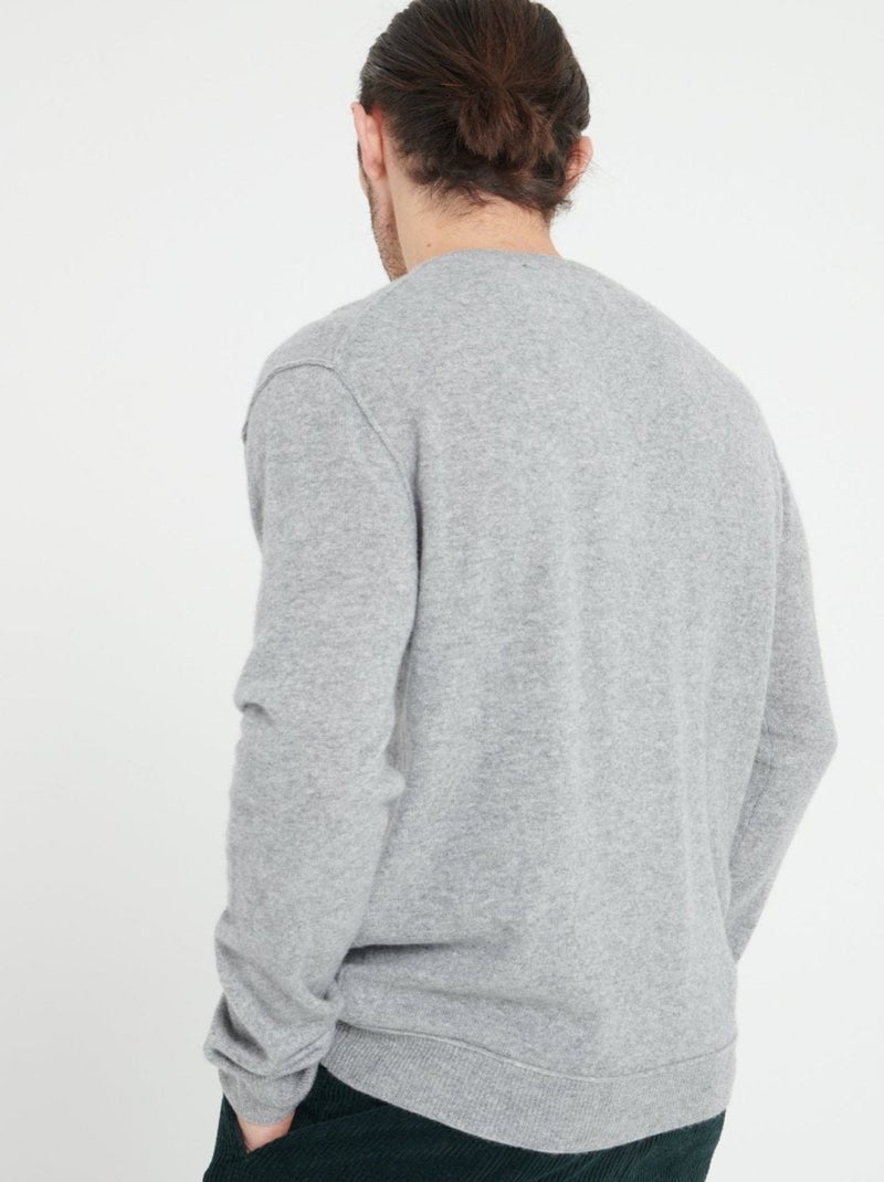 Pull col V homme 100% cachemire - LUKE 11 Gris clair - Kiabi