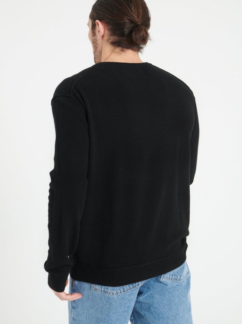Pull col V homme 100% cachemire - LUKE 11 Noir - Kiabi